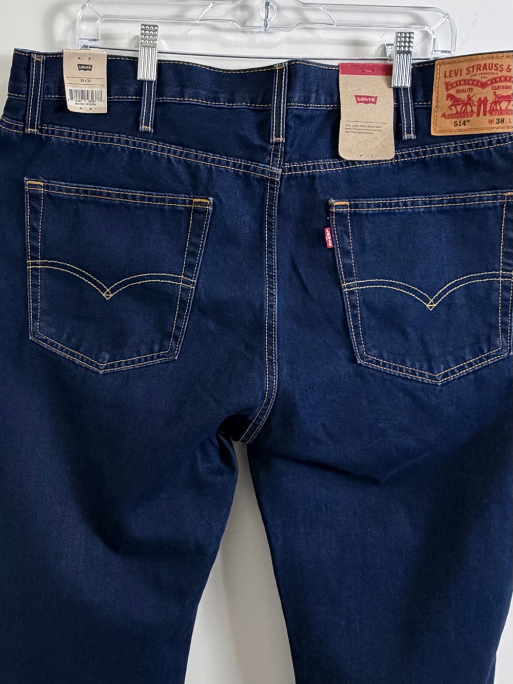 Levi’s 514 Men’s Straight Fit Jeans W38 L30 Dark Wash NWT - Picture 12 of 15